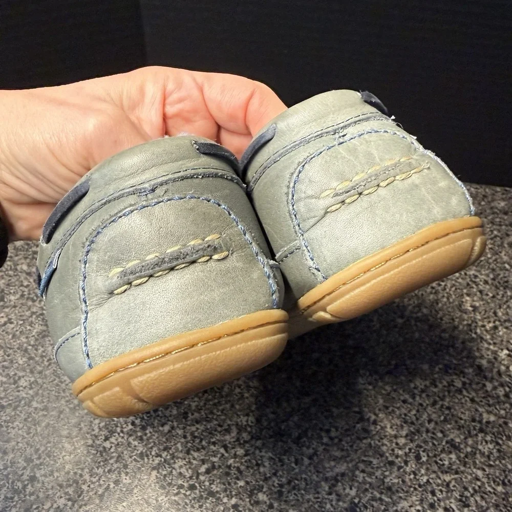 LL Bean Wicked Good Slippers Womens 8 Blue Gray Suede Moccasins Shearling Lined - Picture 8 of 15